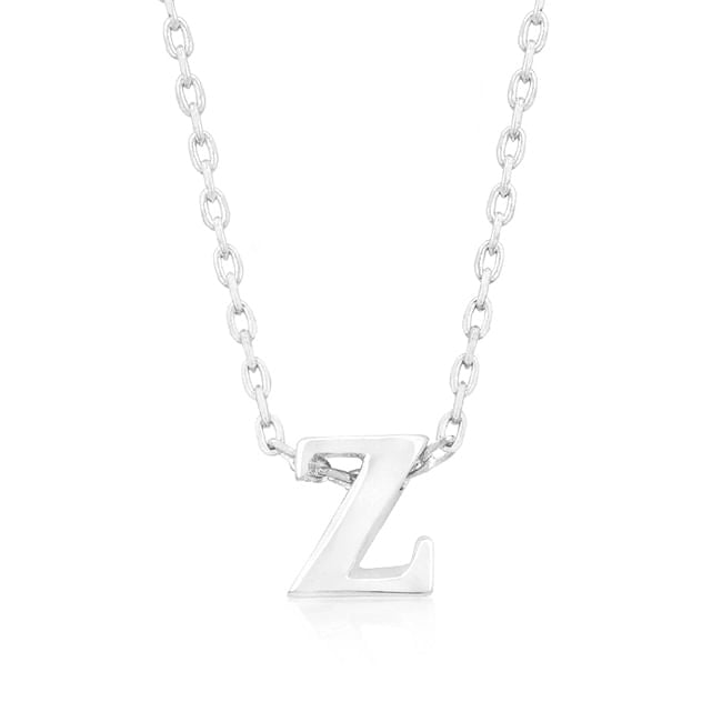 Rhodium Plated Finish Initial Z Pendant