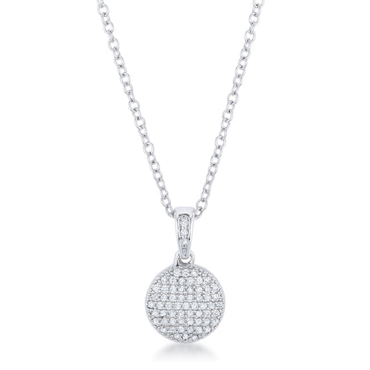 Rhodium Necklace with CZ Disk Pendant
